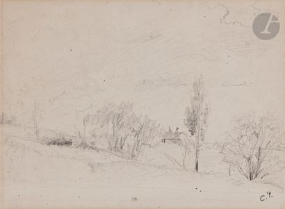  Camille PISSARRO (1830-1903 ) LandscapeBlack pencil . Stamped lower right (Lugt...