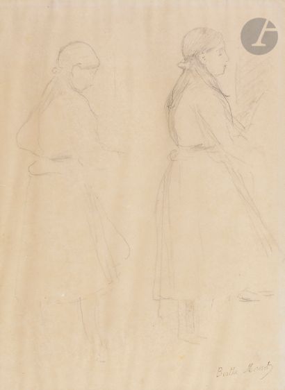 null Berthe MORISOT (1841-1895
)Study of a young girl
standingLead
pencil
on tracing.
Stamped...