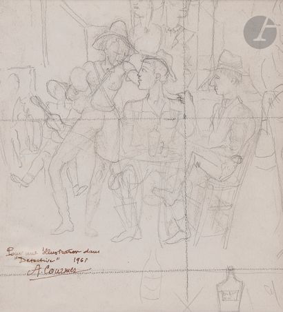 null Alfred COURMES (1898-1993
)Illustrations for Détective, 19612
lead pencil.
Signed,...