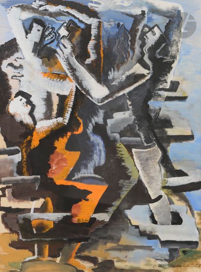 null Ossip ZADKINE (1890-1967
)Composition aux personnages, 1951Gouache
.
Signed...