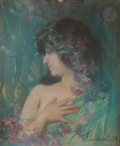  Raymond THIBÉSART (1874-1963) Portrait de femme, 1898 Pastel. Signé et daté en bas...