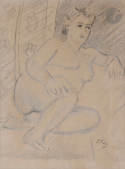 null Jean PUY (1876-1960
)Nude leaning on a chairChalkboard
and etching.
Signed lower...