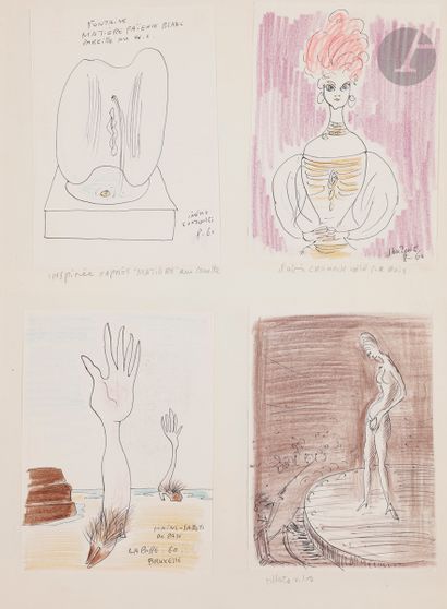 null Ruytchi SOUZOUKI (1902-1985
)Two albums of drawings - Animals, paintings, sketches,...