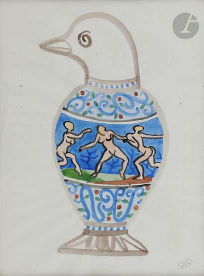 André DERAIN (1880-1954
)Vase à la DanseWatercolor
.
Stamp...