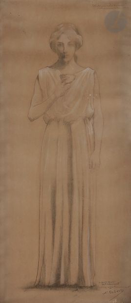 null Alphonse OSBERT (1857-1939
)Woman holding a cup, study of clothing for The Source,...