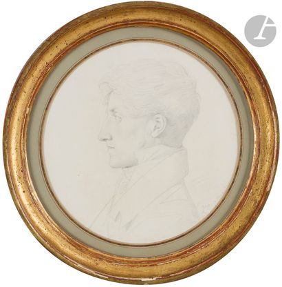 null Jean-Auguste INGRES (1780-1867)
Portrait en buste de profil vers la gauche de...