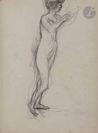 null Pierre BONNARD (1867-1947
)Nude, arms raised, circa
1925Black
pencil.

Stamped...