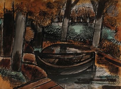 null Marcel GROMAIRE (1892-1971
)The Boat, 1927Ink
and watercolour.
Signed and dated...