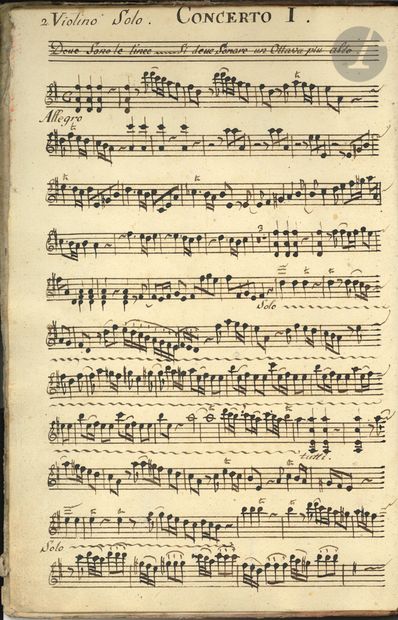 null Pietro LOCATELLI (1695-1764). Manuscrit musical, L’Arte del Violino. XII Concerti...