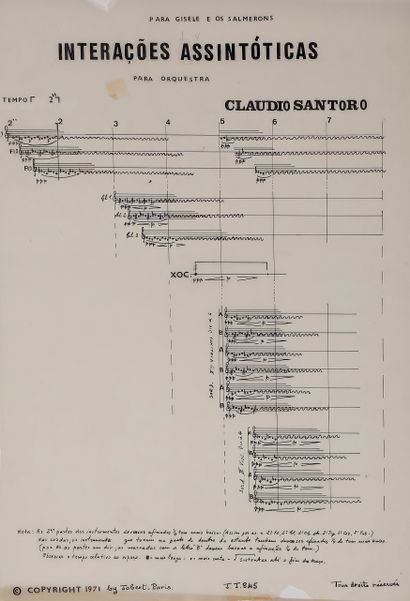 null Claudio SANTORO (1919-1989). Manuscrit musical autographe signé, Interrações...