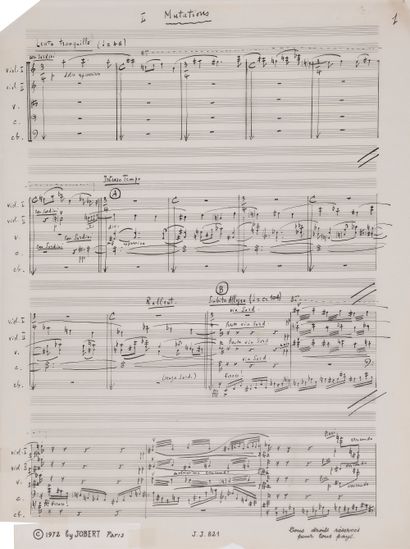 null Manuel ROSENTHAL (1904-2003). Autograph music manuscript signed, Two Études...