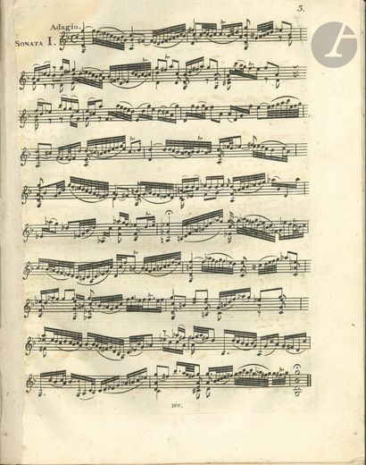  Jean-Sébastien BACH (1685-1750). Studio o sia Tre Sonate per il Violino solo senza...