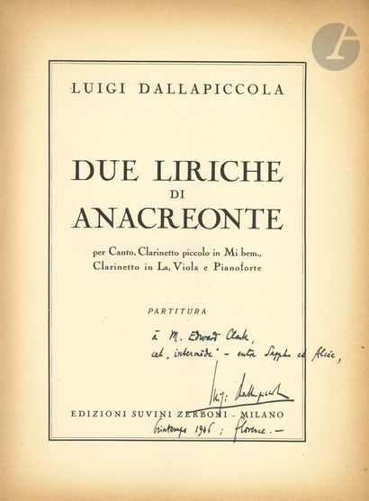 Luigi DALLAPICCOLA (1904-1975). Ulisse. Opera...