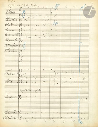 null Louis VARNEY (1844-1908). Autograph musical manuscript, Fanfan la Tulipe, [1882];...