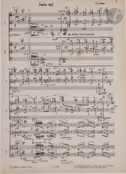 null Maurice OHANA (1913-1992). Autograph musical manuscript signed, Sorôn-Ngô, [1970-1971]...