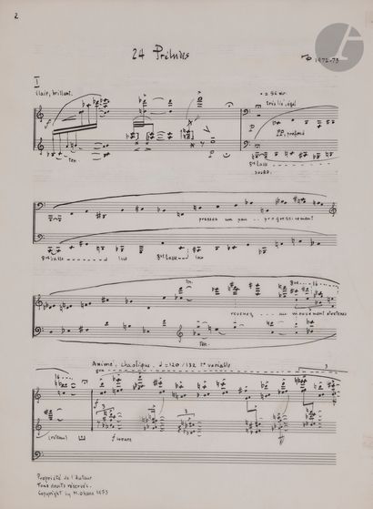 null Maurice OHANA (1913-1992). Manuscrit musical autographe signé, 24 Préludes pour...