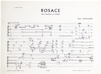 null Alain BANCQUART (né 1934). Manuscrit musical autographe, Rosace pour quatuor...