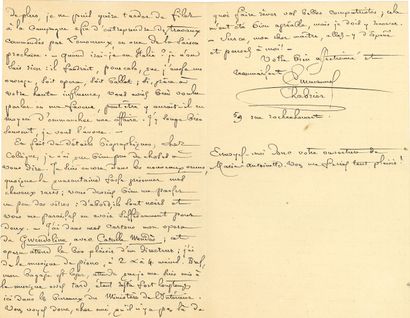 null - Emmanuel CHABRIER. L.A.S., Paris 5 May 1884, to a "dear and illustrious colleague"...