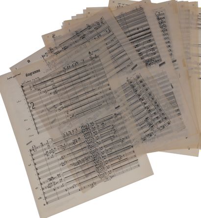 null Lucien GUÉRINEL (né 1930). Manuscrit musical autographe, Diagramme pour 12 cordes...