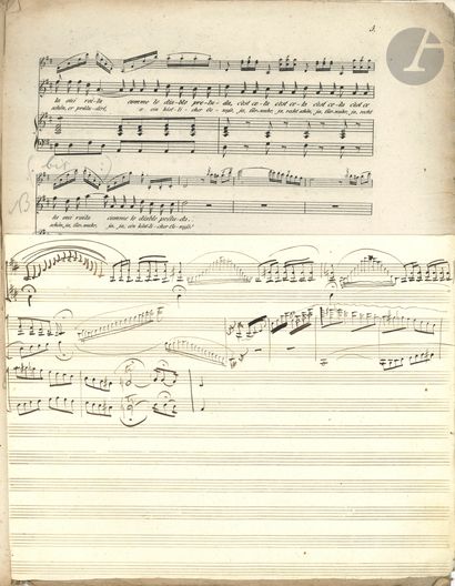 null Henry VIEUXTEMPS. Autograph musical manuscript of a cadenza for Le Songe de...