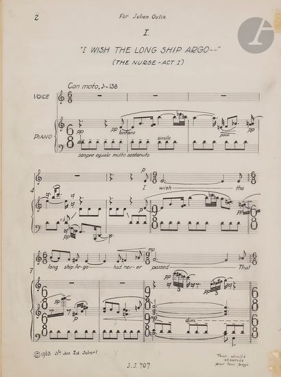 null Eugene KURTZ (1923-2006). 3 manuscrits musicaux autographes signés, Three Songs...