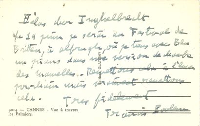 null Francis POULENC. L.A.S., [June 1958], to the conductor Désiré-Émile Inghelbrecht;...