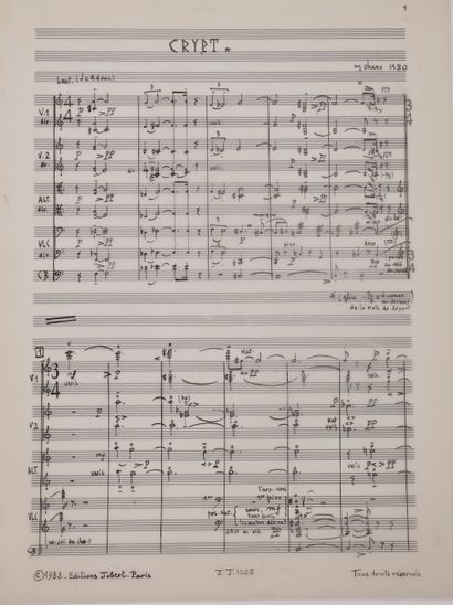 null Maurice OHANA (1913-1992). Autograph music manuscript signed, Crypt, 1980; [1]-18...