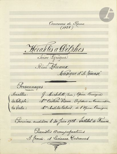 Henri TOMASI. Autograph music manuscript,...
