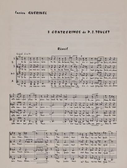 Lucien GUÉRINEL (né 1930). Manuscrit musical...