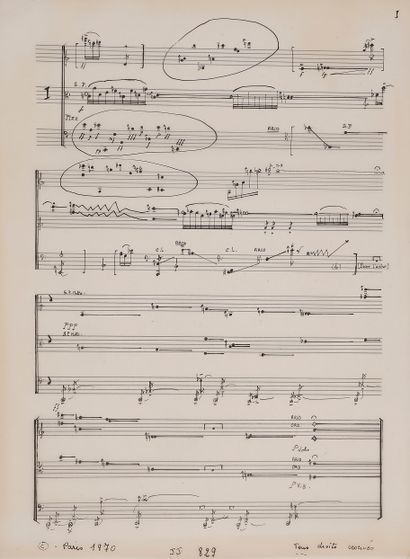 null Alain BANCQUART (né 1934). Manuscrit musical autographe signé, Écorces III pour...