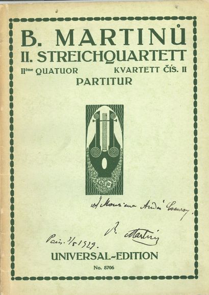 null Bohuslav MARTINU (1890-1959). II. Streichquartett (Wien, Leipzig, [1927]) ;...