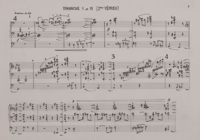 null Lucien GUÉRINEL (né 1930). Manuscrit musical autographe, Vêpres pour orgue,...
