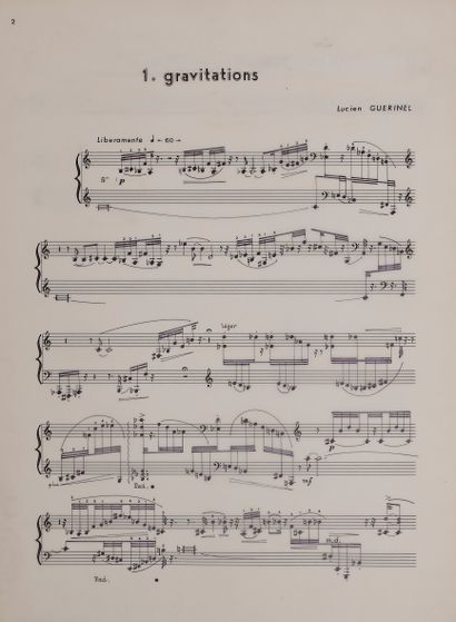 null Lucien GUÉRINEL (né 1930). Manuscrit musical autographe, Deux Études pour piano,...