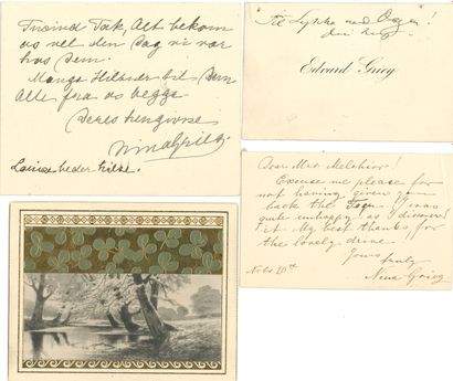 null Edvard GRIEG (1843-1907). Sa carte de visite Edvard Grieg avec 2 lignes autographes ;...