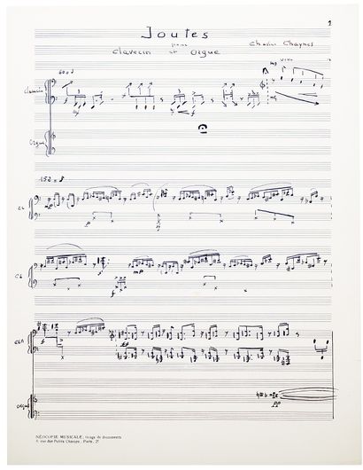 null Charles CHAYNES (1925-2016). Autograph music manuscript signed, Joutes for harpsichord...