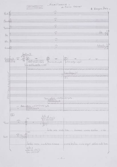 null Florence BASCHET (née 1955). Manuscrit musical autographe, Filastrocca, 2002 ;...