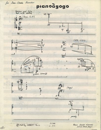  William ALBRIGHT (1944-1998). Manuscrit musical autographe, Pianoàgogo, 1966 ; 8...
