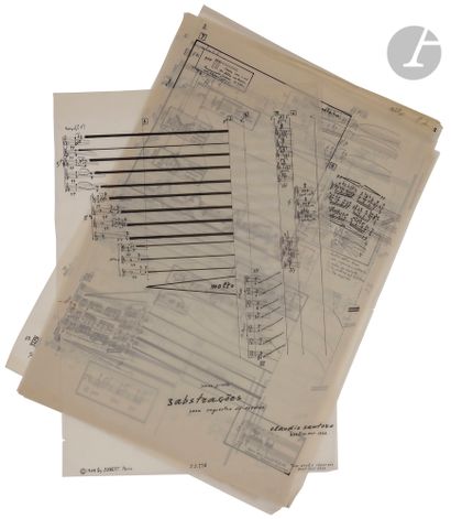 null Claudio SANTORO (1919-1989). Manuscrit musical autographe signé, 3 abstrações...