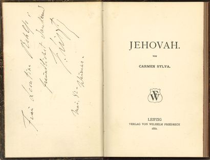 null Franz LISZT. Dédicace autographe signée en tête du livre de Carmen Sylva, Jehovah...