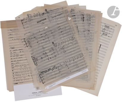 null Charles CHAYNES (1925-2016). Manuscrit musical autographe signé, Quatuor à cordes,...