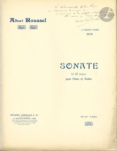 null Albert ROUSSEL (1869-1937). Sonata in D minor for piano and violin (Paris, Rouart,...