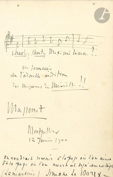 Jules MASSENET (1842-1912). Musical P.A.S.,...