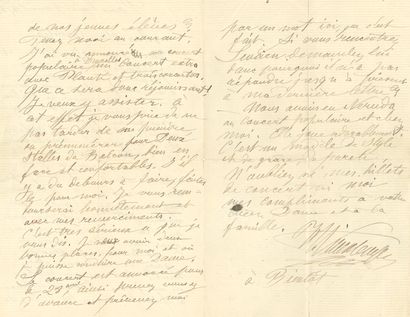 null Henry VIEUXTEMPS. L.A.S., Paris 8 April 1878, to the violinist Alexandre Cornélis;...