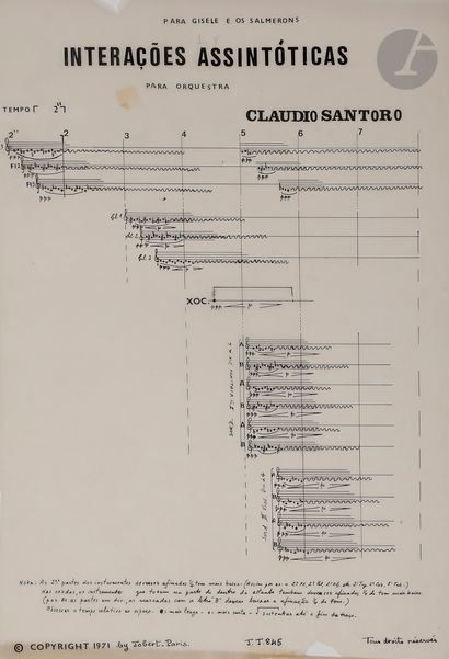 null Claudio SANTORO (1919-1989). Autograph musical manuscript signed, Interrações...