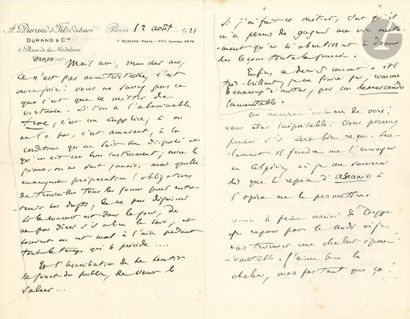 null Camille SAINT-SAËNS. 52 L.A.S., 2 autograph notes and 3 telegrams, 1918-1921,...