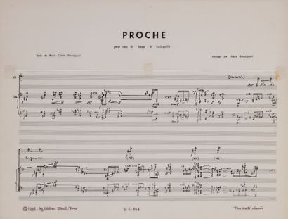 null Alain BANCQUART (born 1934). Autograph musical manuscript, Proche for bass voice...