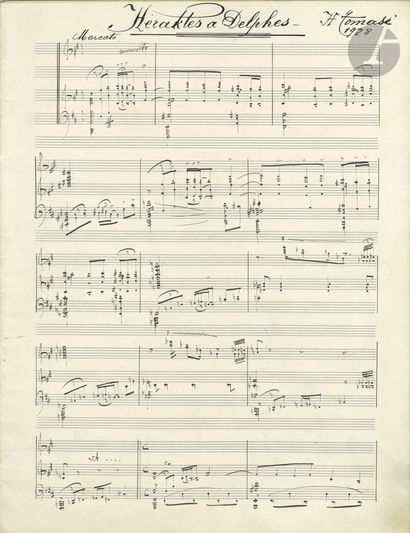 null Henri TOMASI. Manuscrit musical autographe signé, Héraklès à Delphes, 1928 ;...