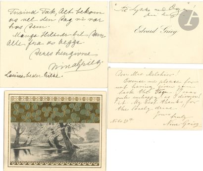 null Edvard GRIEG (1843-1907). Sa carte de visite Edvard Grieg avec 2 lignes autographes ;...
