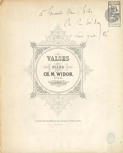  Charles-Marie WIDOR (1844-1937). Valses pour piano (Paris, J. Hamelle, [1882] ;...