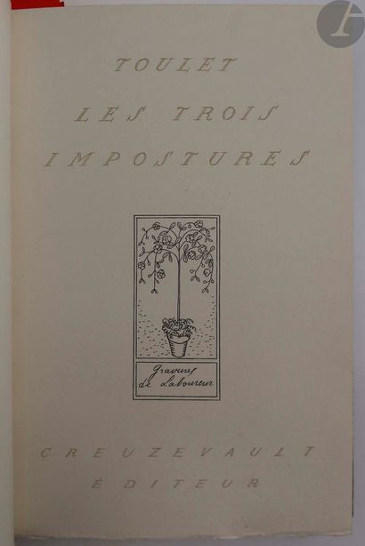 null [LABOUREUR (Jean-Émile)] - TOULET (Paul Jean).
Les Trois impostures.
Paris :...